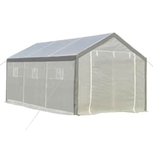 9.8 ft. x 19.7 ft. x 9.2 ft. Polyethylene White Greenhouse with 2 Roll-up Doors and 6 Windows