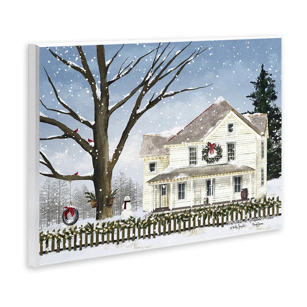 Charming Winter Scene White and Brown MDF Wood Wall Art