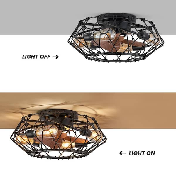 Home Remote Depot HD-QC-03 ANTOINE - Indoor Light Black in. Caged with Kitchen with Small Enclosed for Fan Farmhouse The Ceiling Ceiling Fan 20