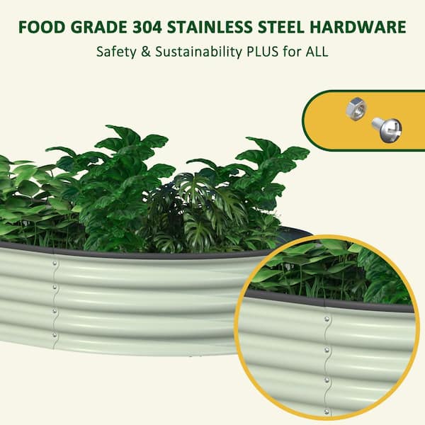 8 ft. x 2 ft. x 1 ft. Galvanized Raised Garden Bed 9-in-1 Planter Box Outdoor, Pearl White