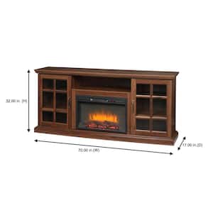 Edenfield 70 in. Freestanding Infrared Electric Fireplace TV Stand in Burnished Walnut