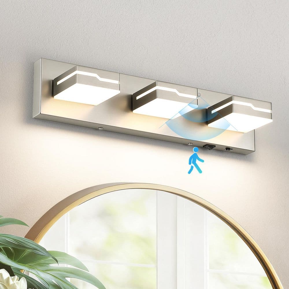 18.9 in. 3-Light Brushed Nickel Modern Bathroom Vanity Light with LED 3CCT Adjustable Motion Sensor and Rotatable price history on PriceWatchPro