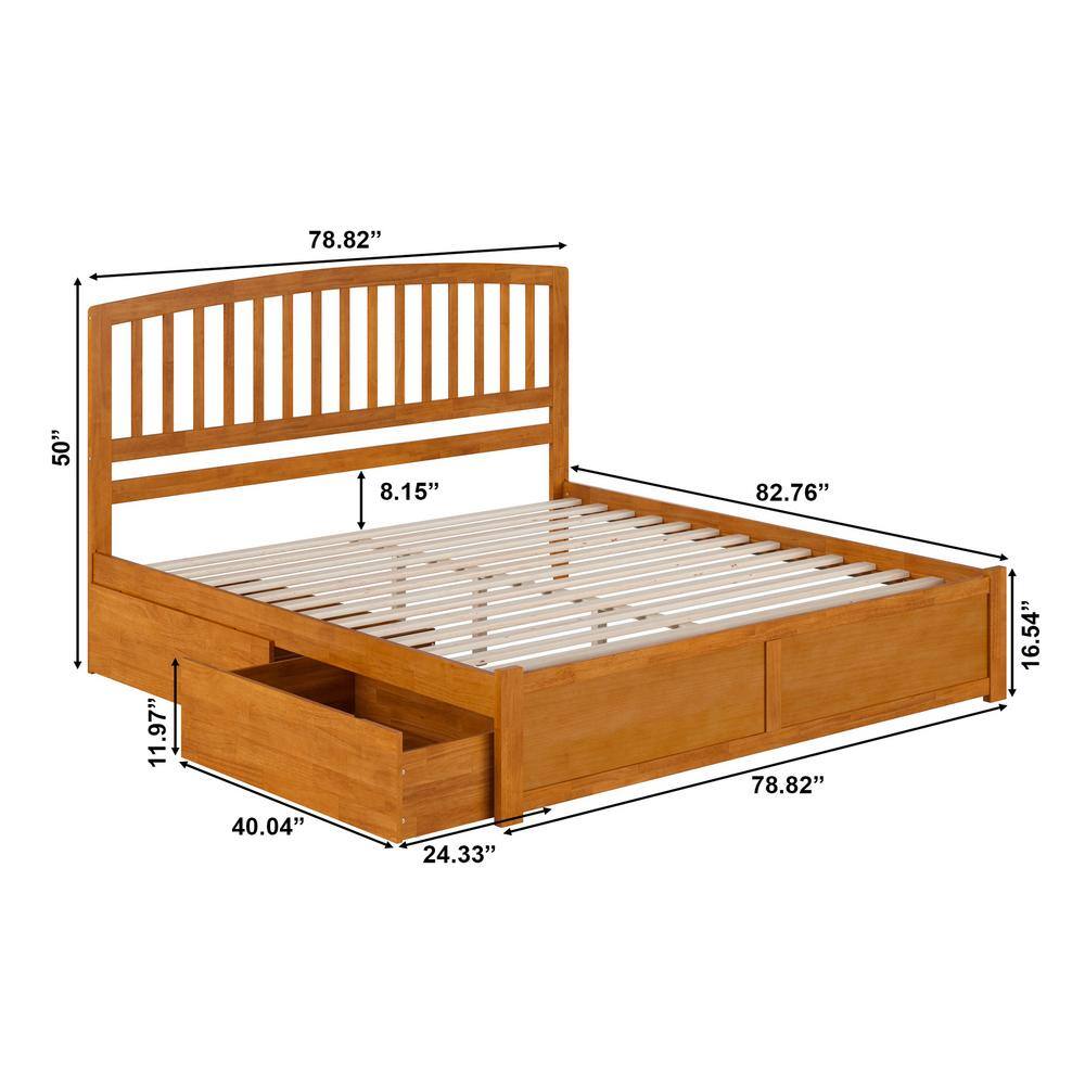 Richmond Light Toffee King Wood Platform Bed with Storage Drawers