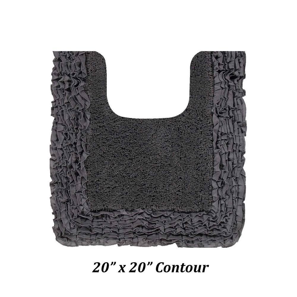 Better Trends Gray Shaggy Border Cotton 3 Piece Bath Rug Set