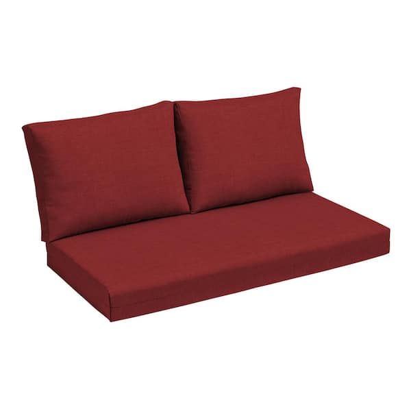 ARDEN SELECTIONS 24 in. x 18 in. Outdoor Loveseat Cushion Set Ruby Red Leala