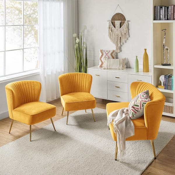 JAYDEN CREATION Carmita 3-Piece Mustard Living Room Set SF0140+
