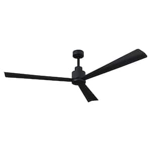 52 in. Indoor Modern Matte Black Ceiling Fan with Remote Control and DC Reversible Motor