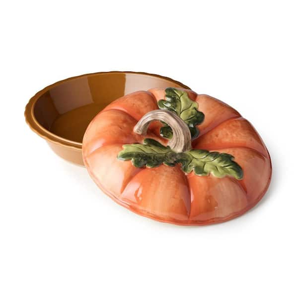 Certified International Harvest Fields Stoneware 3-D Pumpkin