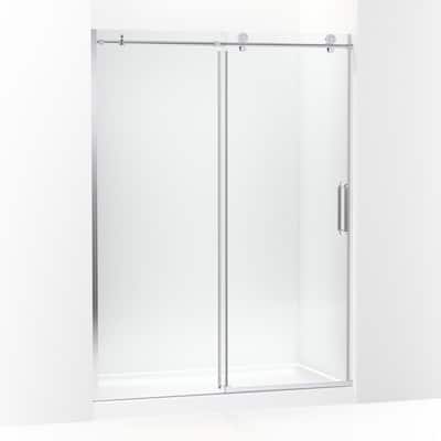 Cursiva 59.875 in. W x 78 in. H Sliding Frameless Shower Door in Bright Polished Silver