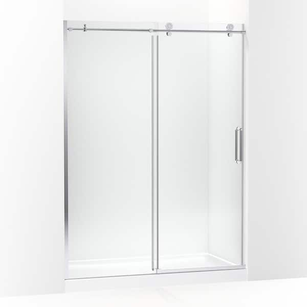 Cursiva 56-60 in. W x 78 in. H Sliding Frameless Shower Door in Bright Polished Silver