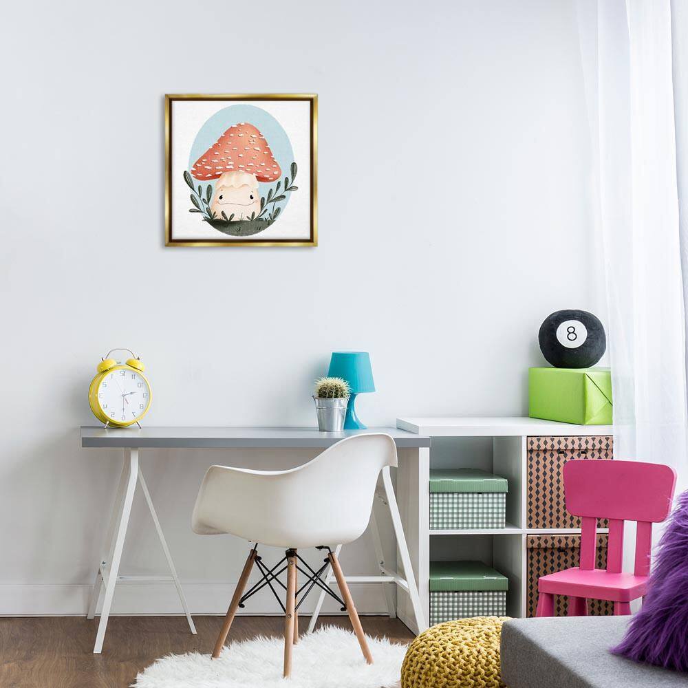 Smiling Mushroom in Nature by Sarah Hickman Gold Floater Frame Nature Graphic Art Print 18 in. x 18 in. price history on PriceWatchPro