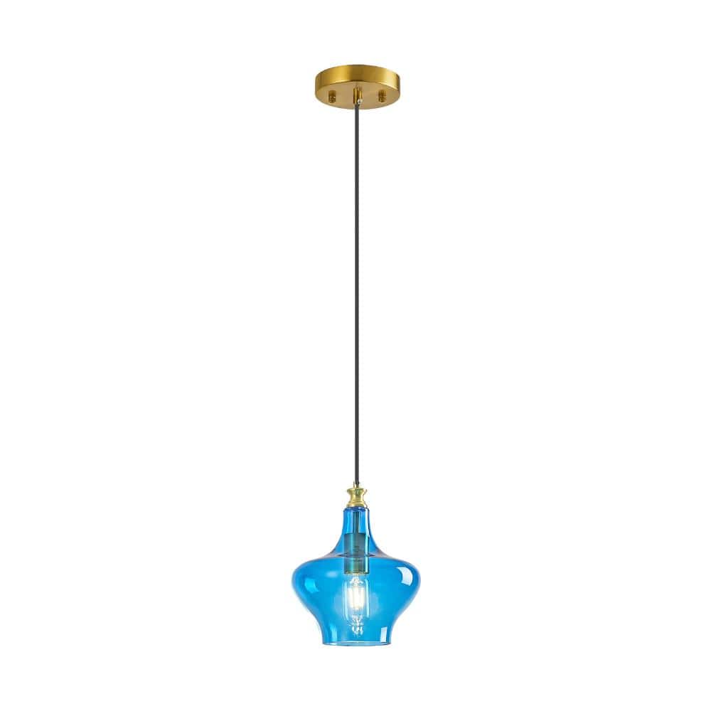 60W 1-Light Gold Pendant Light Blue Gourd Glass Adjustable Hanging Kitchen Island  Over Sink Bedroom Office price history on PriceWatchPro