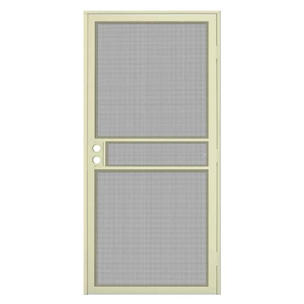 Unique Home Designs 36 in. x 80 in. Navajo White Surface Mount ClearGuard Security Door with Meshtec Screen