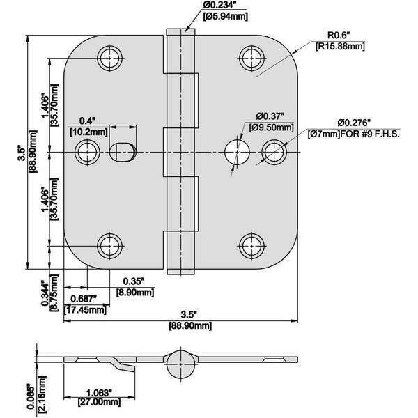 Everbilt 3 1 2 In White 5 8 In Radius Security Door Hinge 14882 The Home Depot