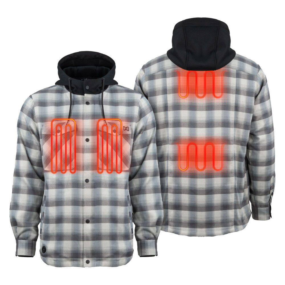 Men's MD Flannel Heated Hoodie Jacket 7. 4V Cream/Gray price history on PriceWatchPro