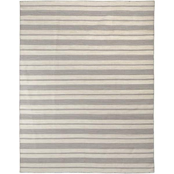 5 ft. x 8 ft. Gray and Ivory Striped Area Rug