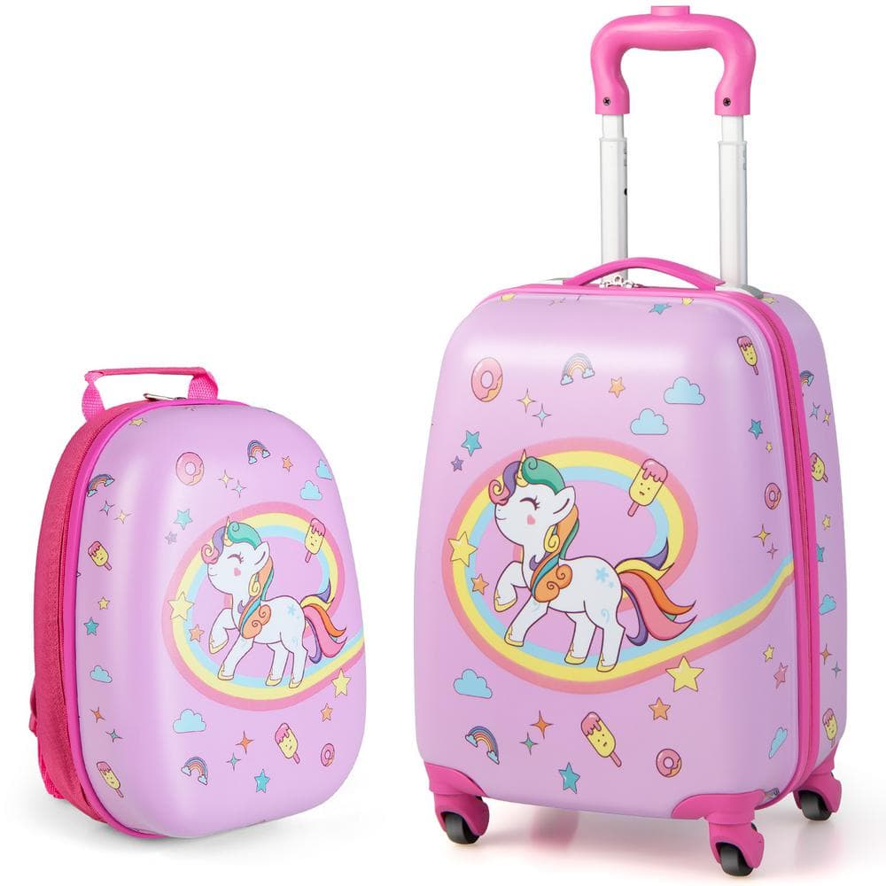 Costway 2-Piece Kids Carry On Luggage Set 13 in. Backpack and 19 in ...