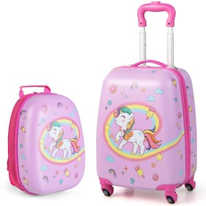 2-Piece Kids Carry On Luggage Set 13 in. Backpack and 19 in. Rolling Suitcase for Travel
