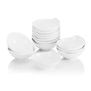 4.3 in. White Ceramic Ramekins Souffle Dishes Serving Bowls Set (Set of 12)