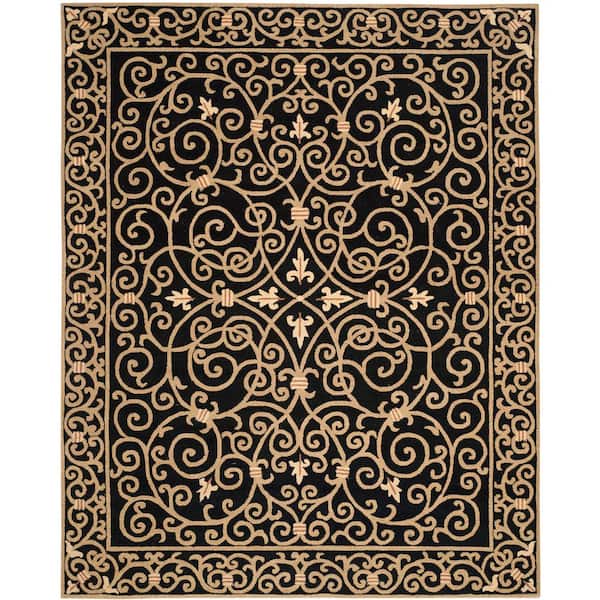 Chelsea 10 ft. x 14 ft. Black Scroll Area Rug