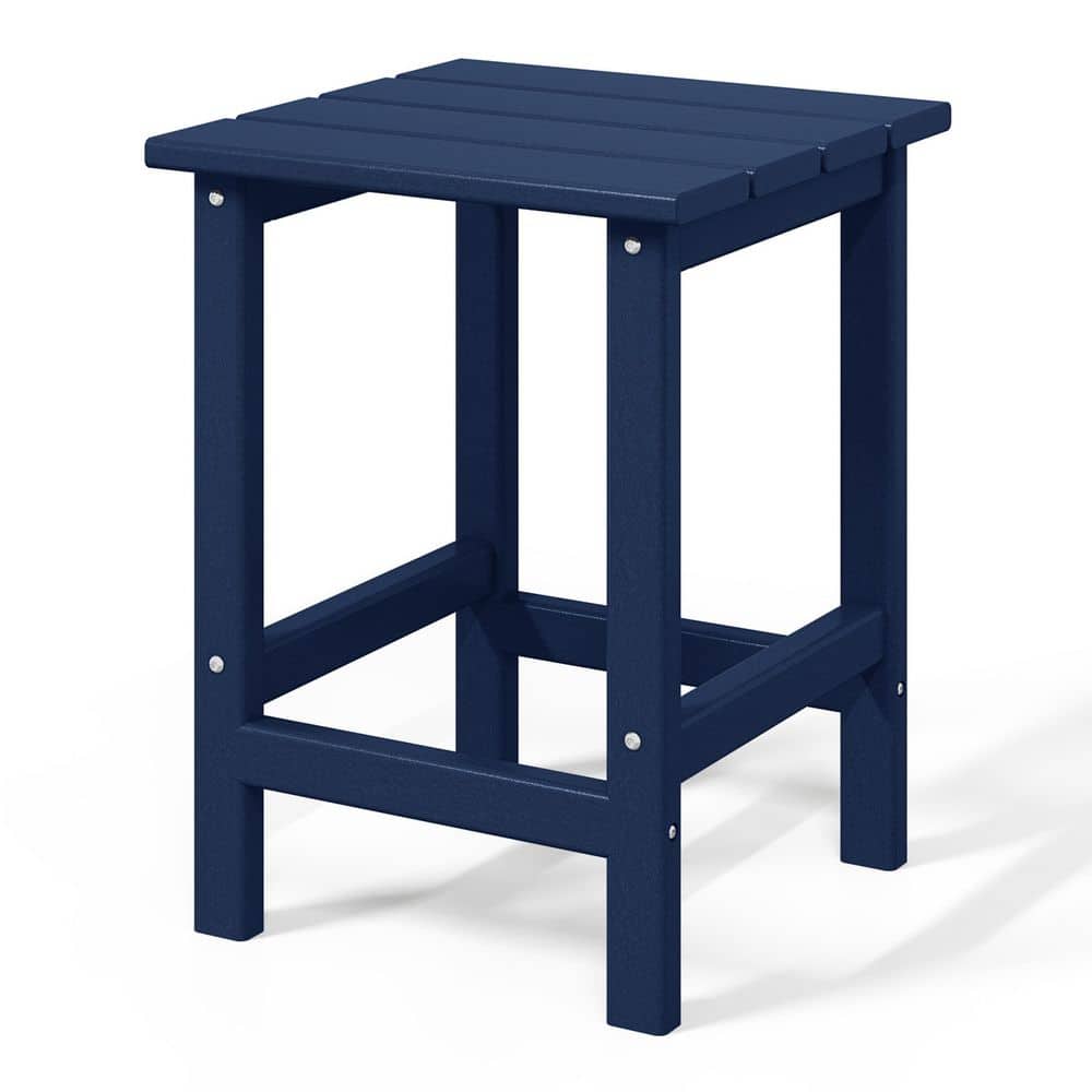Navy Blue Square HDPE Outdoor Side Table