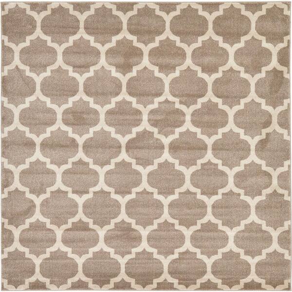 Unique Loom Trellis Philadelphia Light Brown/Beige 8' 0 x 8' 0 Square Rug