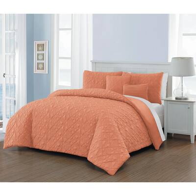 Del Ray 9-Piece Coral/White King Quilt Set