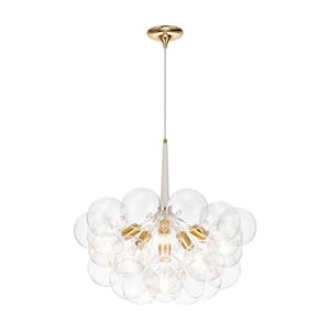 6-Light White Unique Glass Bubble Chandelier with bulbs