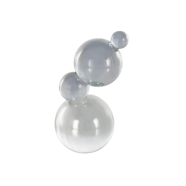 Litton Lane Clear 4 in. x 8 in. Glass Stacked Orbs Abstract Sculpture