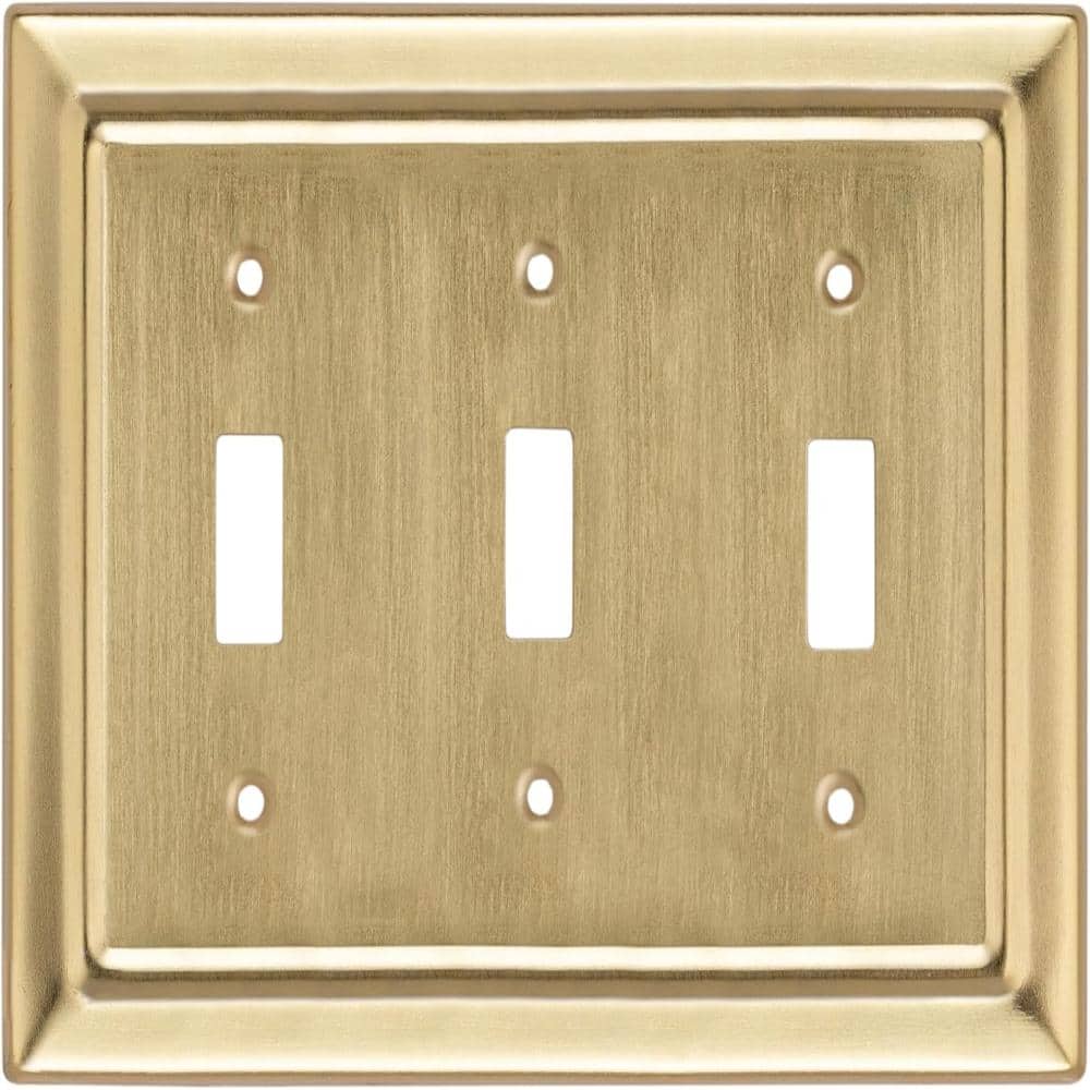 Architectural 3-Gang Brushed Gold Triple Switch / Toggle Metal Wall Plate price history on PriceWatchPro