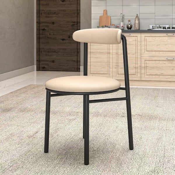 Leisuremod Upholstered Dining Chair in Polyester with Powder-Coated Steel Legs Lume Set of 2 in Dark Taupe