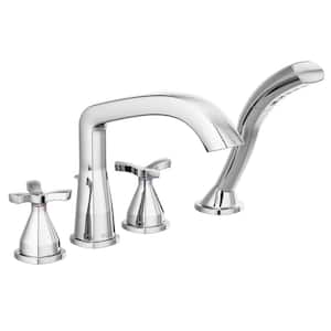 Stryke 2-Handle Deck Mount Roman Tub Faucet Trim Kit with Handshower in Chrome (Valve Not Included)