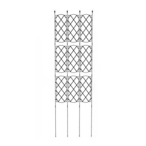 19 in. L x 64 in. H Outdoor Plant Support Trellis, 3-Panels Z-Shape & PE-Coated Solid Metal Poles for Garden Beds, Black