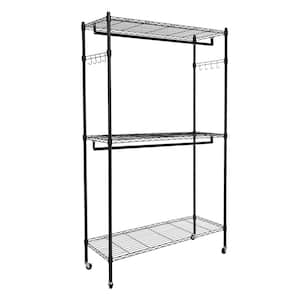 Black Carbon Steell Clothes Rack 17.7 in. W x 79 in. H