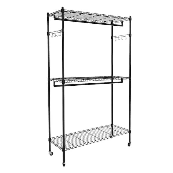 Winado Black Carbon Steell Clothes Rack 17.7 in. W x 79 in. H