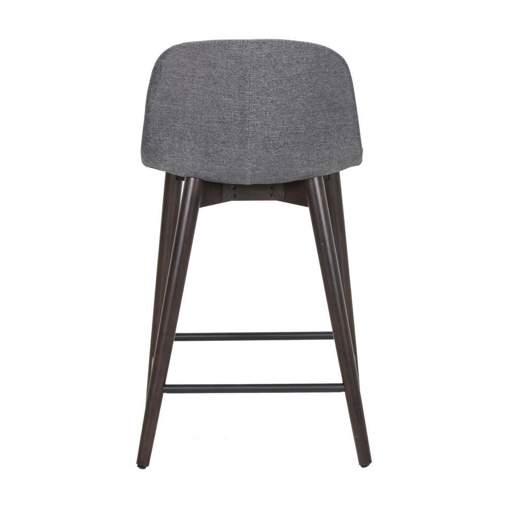 Gray Upholstered Solid Wood Counter Stool with Footrest