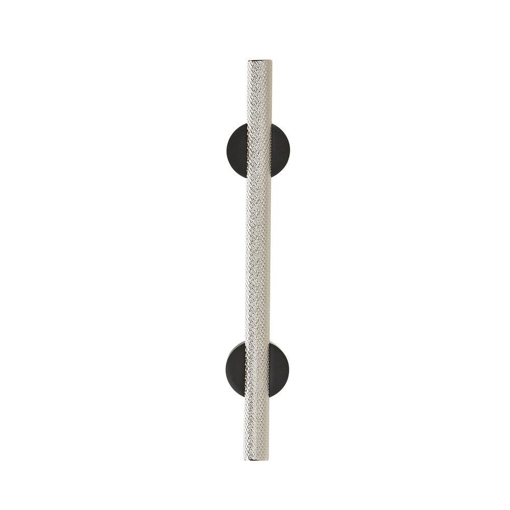 Polished Nickel and Matte Black Modern Bar Drawer Pull