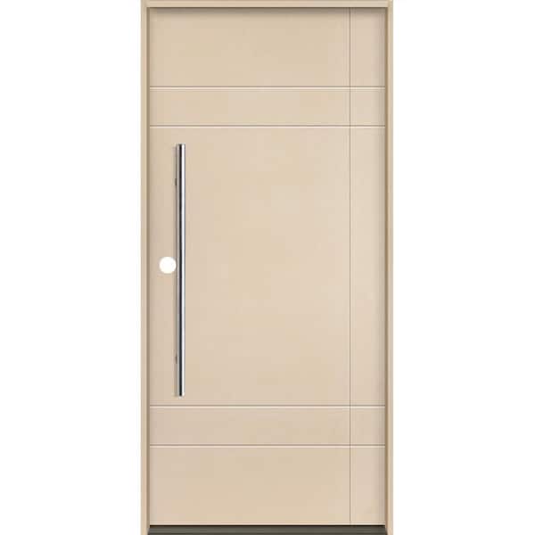 Krosswood Doors SUMMIT Modern Faux Pivot 36 in. x 80 in. Right-Hand/Inswing 10-Grid Solid Panel Unfinished Fiberglass Prehung Front Door