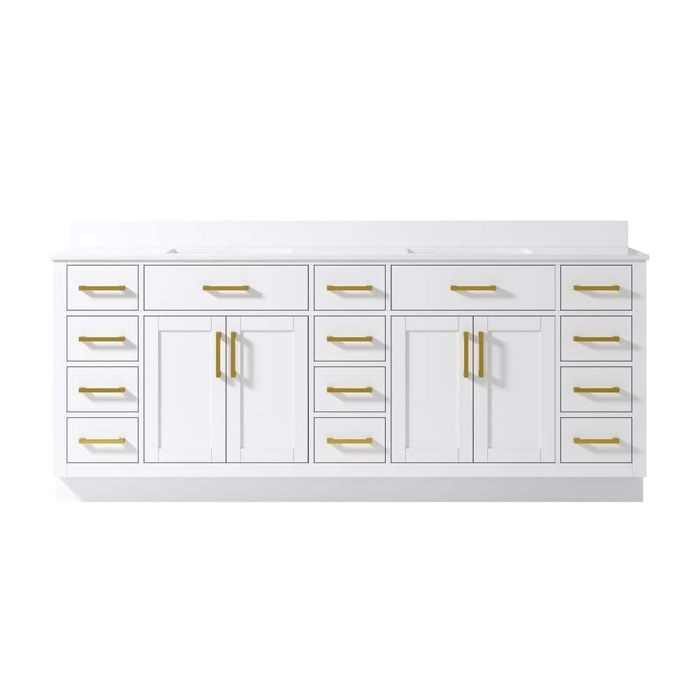84 in. Freestanding Solid Wood White Bath Vanity with White Cultured Marble Top Assembled price history on PriceWatchPro