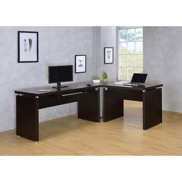 Coaster Skylar Square 27.5 in. Cappuccino Wood Corner Desk, Corner Table