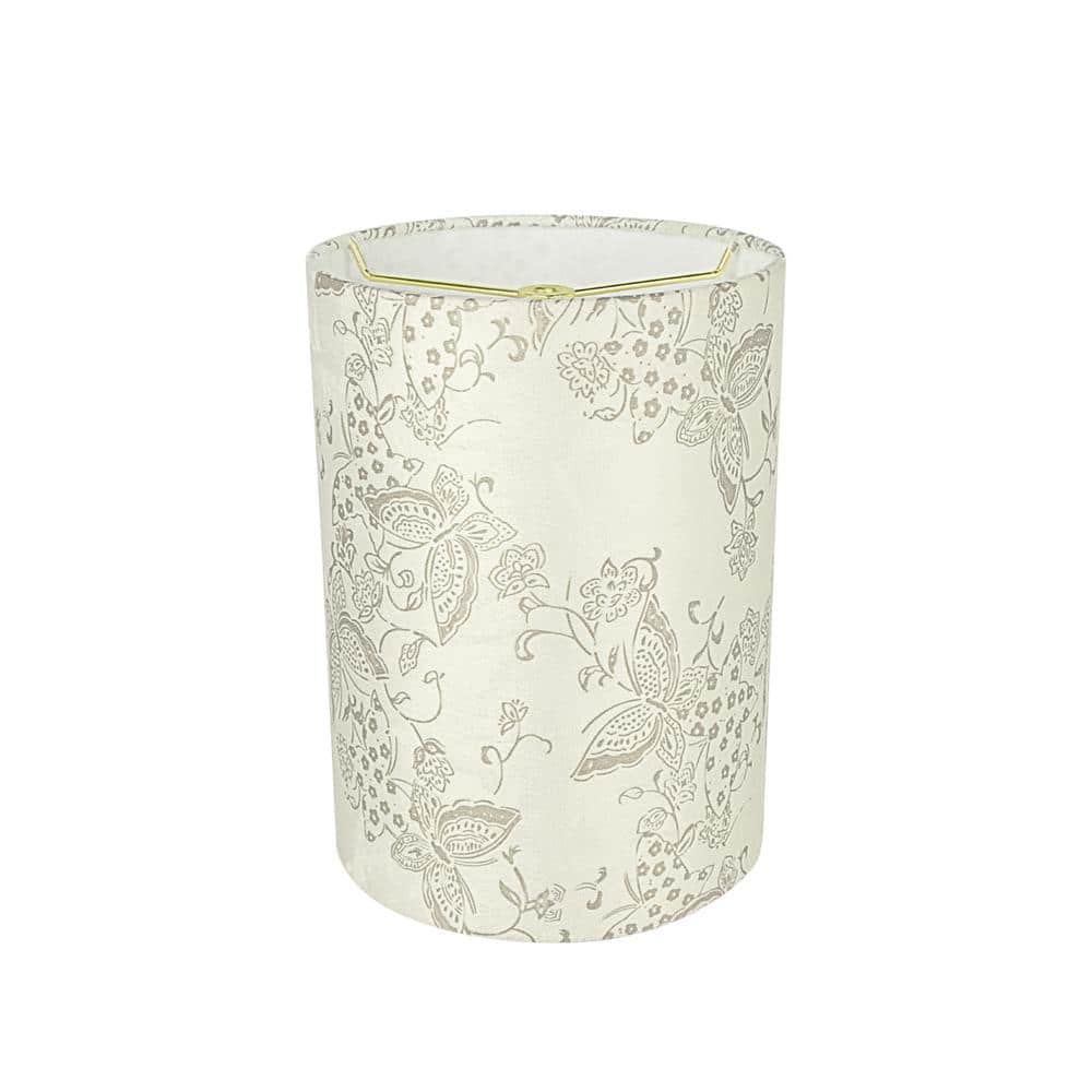 Off-White Butterfly Pattern Drum Lamp Shade, 8" x 11"