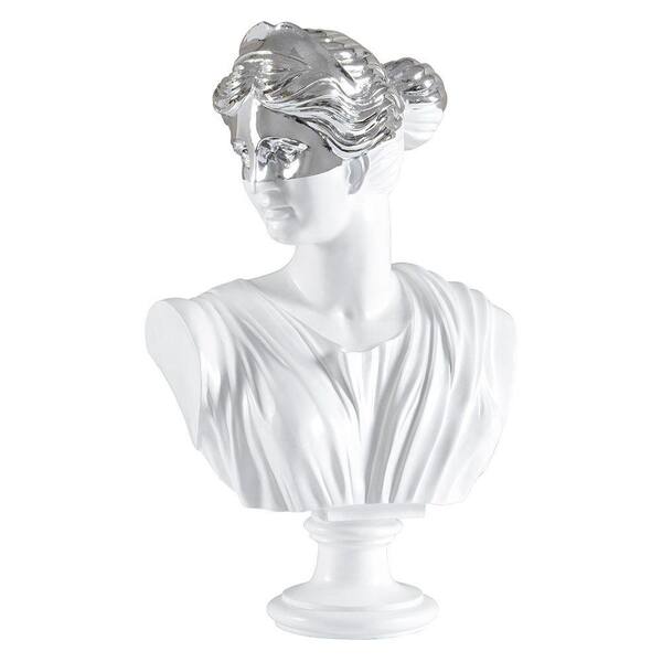 Renwil Silver Bust Decorative Statue in Silver and Matte White
