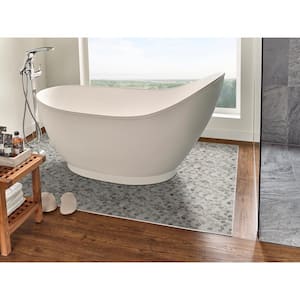 Puebla Greige Pebble 12 in. x 12 in. Tumbled Marble Mesh-Mounted Mosaic Floor and Wall Tile (0.91 sq. ft./Each)