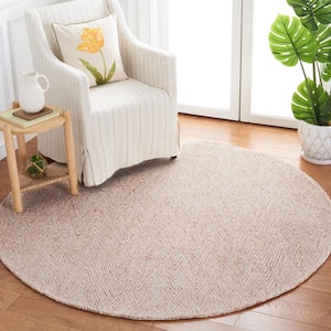 Abstract Brown/Ivory 6 ft. x 6 ft. Oblong Chevron Round Area Rug