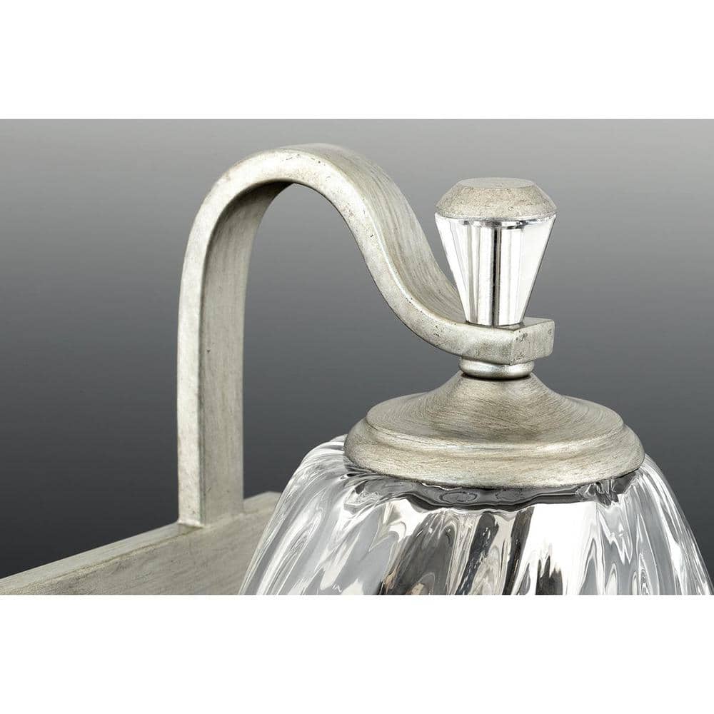 Anjoux Silver Ridge 2-Light Vanity Fixture with Clear Glass Shades