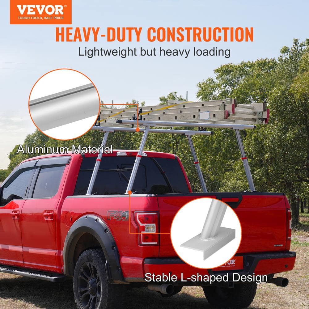 71'' Aluminum Adjustable Truck Bed Rack with C-Clamps