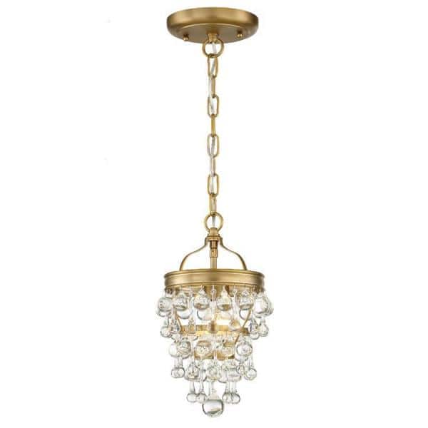 Vibrant Gold Mini Crystal Chandelier with Clear Drops