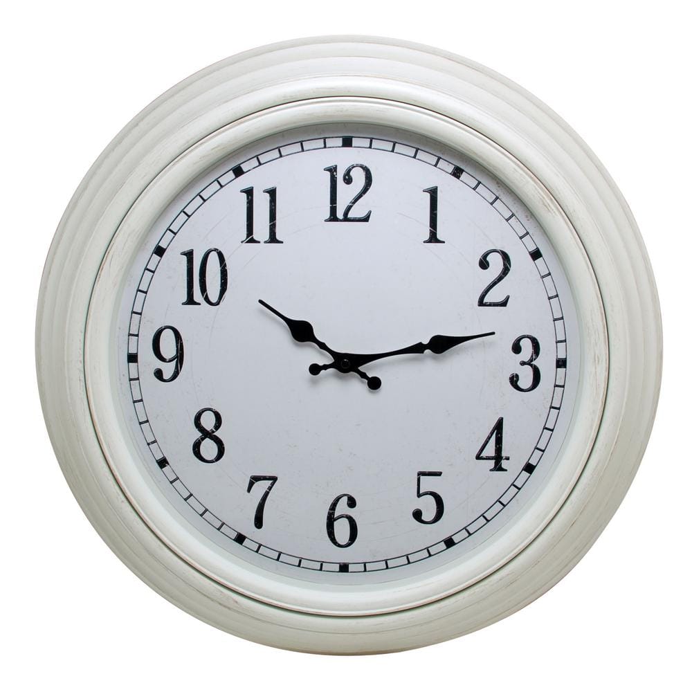 Emmerson 20 in. Wall Clock 2 in. D - Weathered White