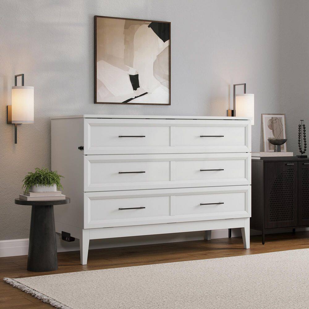 Santa Fe Walnut Brown Solid Wood Frame Queen Murphy Bed Chest with Mattress and Built-in Charger - thumbnail 8