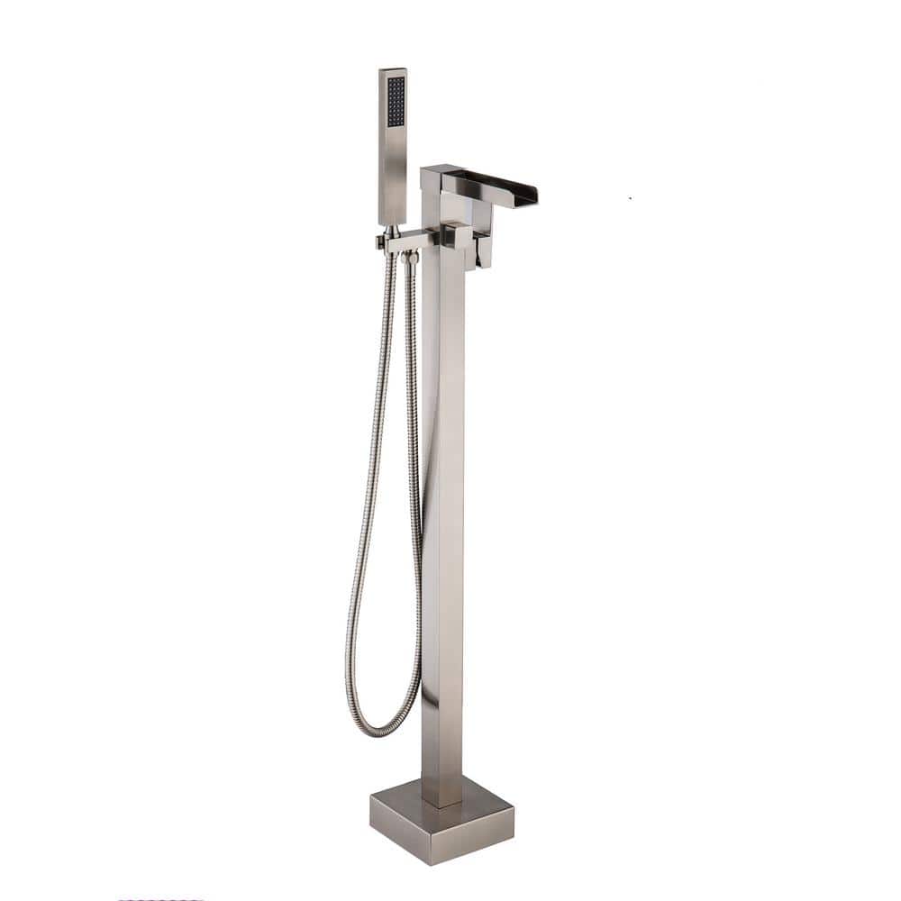 Single-Handle Floor Mount Freestanding Tub Faucet with Waterfall Output in Brushed Nickel price history on PriceWatchPro